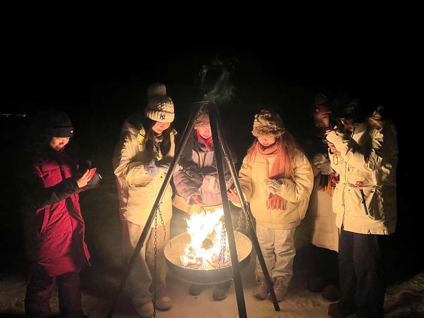 Full Night Magic of the Arctic Lights in Tromso - Bonfire time in the Arctic: warm drinks, snacks, and small comforts